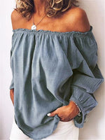 Women's Solid Color Loose Off-shoulder Art Casual Stylish Cotton Linen Shirt